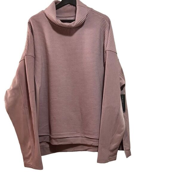 Tahari Sport Mauve Pink Ribbed Long Sleeve Turtle Neck Pullover Sweater 2X - Picture 1 of 6